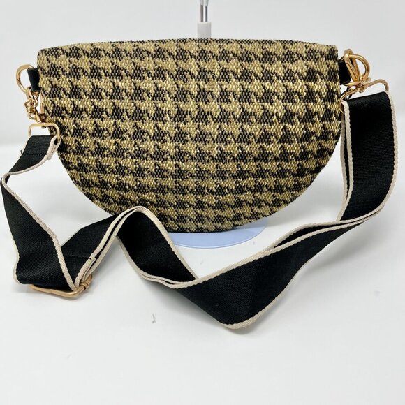 Cahres & Heka  Designer Crossbody Houndstooth Print Canvas Bag - Picture 3 of 14